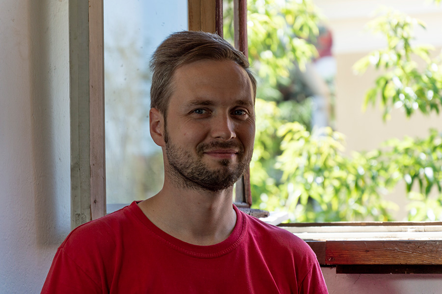 In the photo the painter Ihar Sviancicki